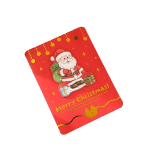 Festive red 3D Santa Claus Christmas greeting card with elegant gold foil details