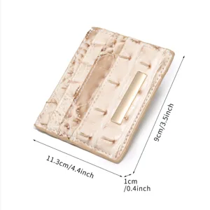 Specifiche dimensionali per porta carte vintage beige con trama a coccodrillo