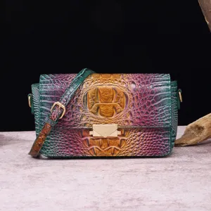 Bolso bandolera de lujo en piel con relieve de cocodrilo y degradado vintage