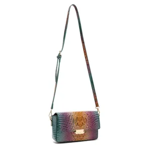 Bolso bandolera vintage multicolor con textura de piel de cocodrilo y herrajes dorados