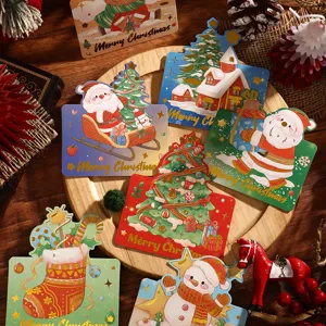 Festliche Weihnachts-Grußkarten mit Goldfolie und niedlichen Illustrationen.