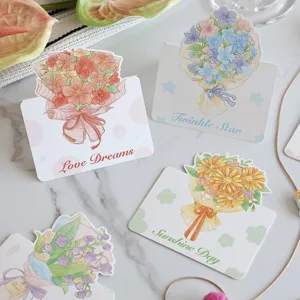 Elegant hand-drawn floral bouquet greeting cards for Valentine's and Mother's Day.