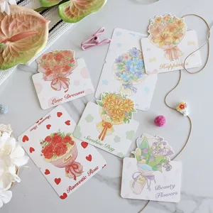 Hand-painted Bouquet Greeting Card Set Romantic Floral Cardboard Card For Valentine's Mother's Day Gift Message Card