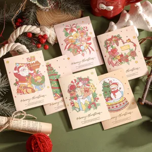 Carte de Voeux de Noël Aquarelle et Bronzage Festive Carte Cadeau Joyeux Noël Carte Pliante en Carton pour Messages