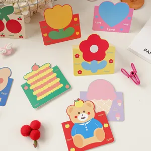 Colección de minitarjetas de felicitación 3D de dibujos animados con lindos animales