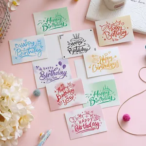 Collection of colorful Happy Birthday cards with various cute cartoon doodle designs
