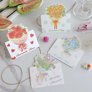 Hand-painted flower bouquet greeting cards with Romantic Rose and Sunshine Day designs.