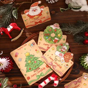 Detailed view of retro cartoon 3D Christmas cards with festive holiday illustrations