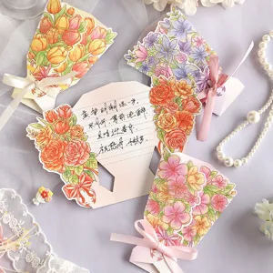 Elegante 3D bloemenboeket wenskaarten met goudstempel en decoratieve strikken
