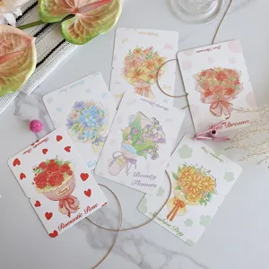Detailed view of hand-drawn floral bouquet greeting cards for Valentine's or Mother's Day