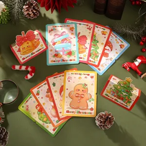 Selection of cartoon Christmas greeting cards with various festive illustrations