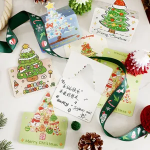 Assorted cartoon Christmas greeting cards with cute tree and reindeer festive designs