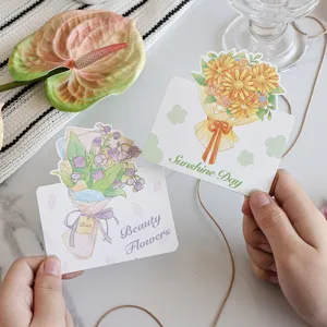 Exquisite hand-drawn floral bouquet mini blessing cards for Mother's Day and Valentine's