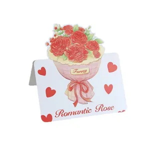 Romantic hand-drawn rose bouquet Valentine's Day greeting card with printed text