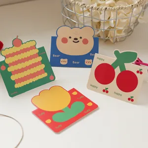 Colección de adorables tarjetas de felicitación 3D con dibujos de osos y frutas para regalos