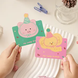 Süße Cartoon-Geburtstagskarten mit Tiermotiven und 'My Lucky Friend' Aufdruck.
