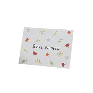 Minimalist floral greeting card with "Best Wishes" text printed on white background