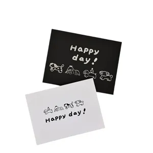 Juego de tarjetas de felicitación vintage en blanco y negro con un sello dorado