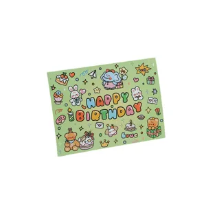 Creative 3D happy birthday greeting card featuring cute cartoon animal illustrations