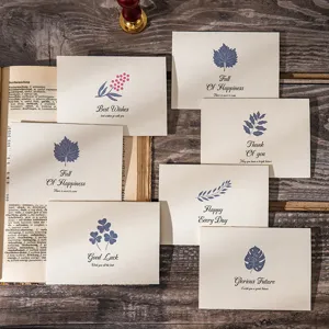 Vintage Botanical Greeting Cards Kraft Paper Specialty Paper Minimalist Flower Leaf Folding Card For Mother's Day Teacher's Day Wedding Birthday Invitation Message Card