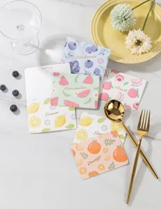 Selection of assorted cute fruit gold-stamped mini greeting cards for diverse gifts