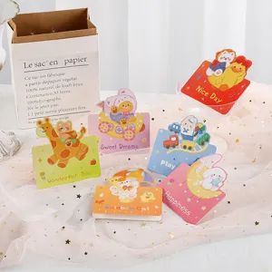 Variété de jolies cartes de vœux de dessin animé avec animaux et texte anglais