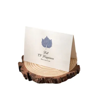Elegant retro paper greeting card with leaf design and Full Of Happiness text message
