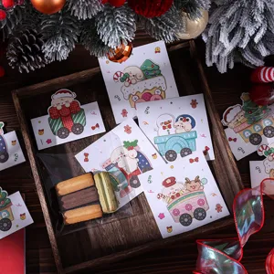 Vue détaillée des en-têtes de cartes de Noël cartoon pour emballages de biscuits