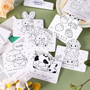 Set de tarjetas de felicitación de animales de dibujos animados en blanco y negro.
