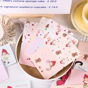 Tarjetas de felicitación de niña y oso para mensajes de bricolaje y regalos de cumple