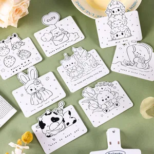 Colección de tarjetas de felicitación de animales de dibujos animados blanco y negro