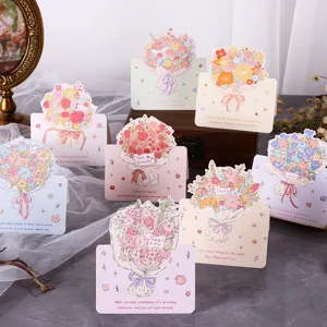 Gedetailleerd overzicht van handgetekende bloemenboeket wenskaarten voor geschenken