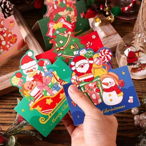 Collection of festive Christmas greeting cards with cartoon Santa Claus and snowman designs
