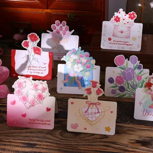 Surtido de tarjetas de felicitación florales estilo ins con ilustraciones de crayones