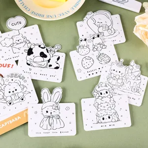 Vista detallada de tarjetas de felicitación de animales de dibujos animados en blanco y negro