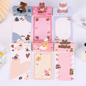 Six colorful styles of cute bear and bunny animal themed message cards with matching headers