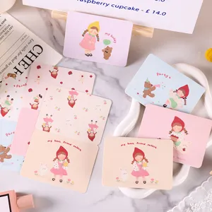 Tarjetas de Felicitación Estilo Ins Linda Niña de Dibujos Animados y Conejo para Mensaje de Cumpleaños Scrapbooking DIY Postales de Cartulina
