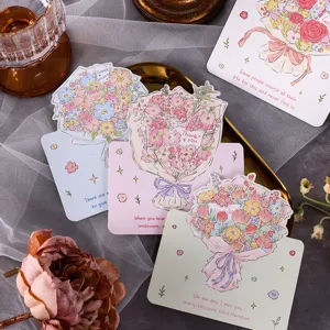 Assortiment handgeschilderde bloemboeket wenskaarten voor leraren en boodschappen