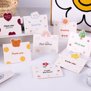 Mini Tarjeta de Felicitación de Dibujos Animados para Regalo Día del Niño Floristería Pastelería Tarjeta Plegable con Patrones Simples