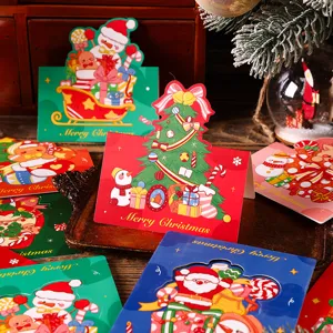 Vintage Christmas gift cards with festive Santa and snowman illustrations for holiday greetings
