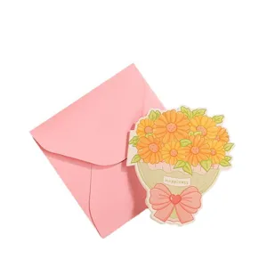Kreative 3D-Blumenstrauß-Grußkarte mit rosa Umschlag als Geschenkdekoration-Set