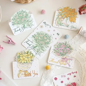 Collezione di biglietti di ringraziamento floreali romantici con bouquet per varie occasioni