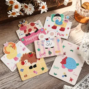 Assorted retro cartoon animal greeting cards with 3D pop-up designs and warm messages.