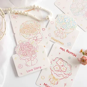 Pastel floral bouquet greeting cards with crayon style illustrations and message texts