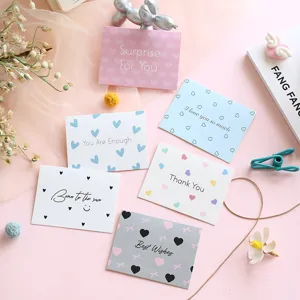 Collection of minimalist greeting cards with various heartwarming English messages