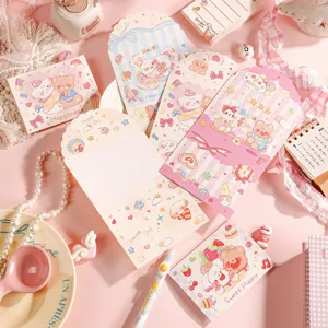 Adorable cartoon 3-fold greeting cards with cute bear and rabbit designs for gifts