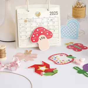 Detailed view of cartoon forest lollipop cards featuring various shapes and inspirational quotes