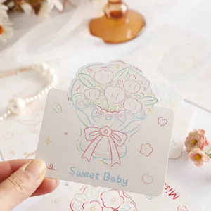 Close-up of a cute crayon-style flower bouquet greeting card with Sweet Baby text