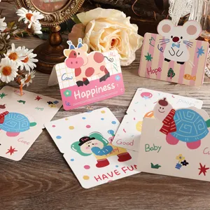 Detailed view of vintage cartoon greeting cards featuring adorable animal illustrations