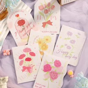 Surtido de tarjetas de felicitación florales con elegantes letras en inglés para regalo